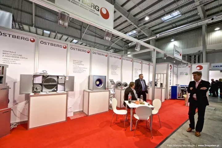Östberg heat recovery unit with open doors and rectangular duct fans