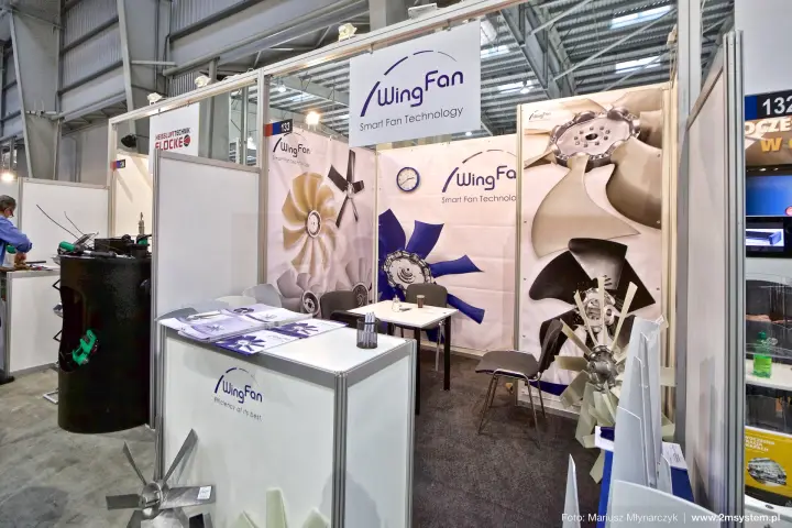 WingFan stand 133 with axial fan impellers and blade samples