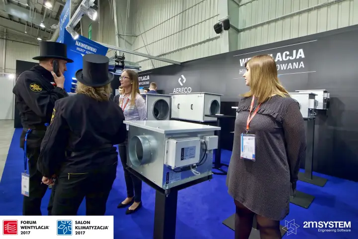 Aereco galvanised box fans on pedestals, chimney sweeps among visitors at Forum Wentylacja 2017