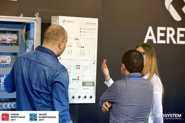Aereco garage ventilation board with floor plan and indicator lamps at Forum Wentylacja 2017