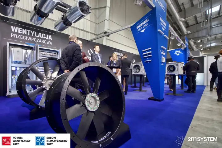Aereco smoke-exhaust axial fans and control cabinets under "Wentylacja przeciwpożarowa" at Forum Wentylacja 2017