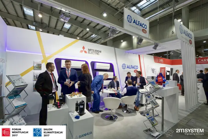 Alfaco stand with Mitsubishi Electric wall units and Sanhua compressors at Forum Wentylacja 2017