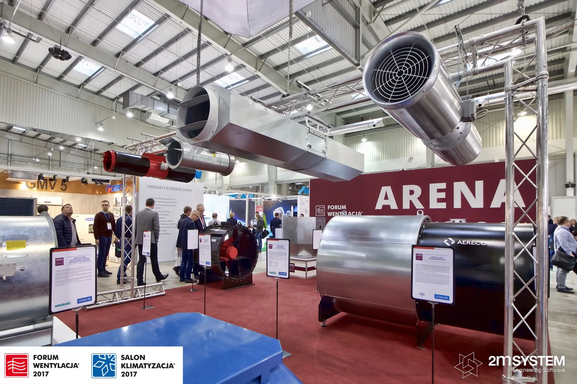 Arena Technology display of jet and axial fans on red carpet at Forum Wentylacja 2017