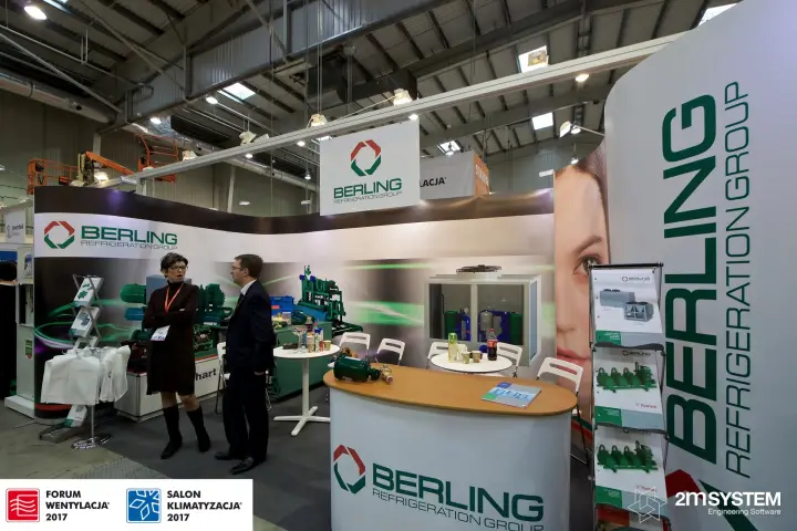 Berling Refrigeration Group stand with curved graphics and compressor racks