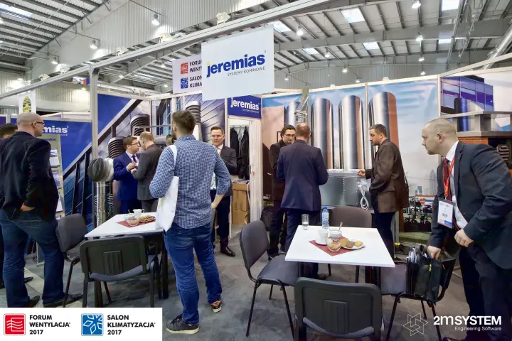 Busy Jeremias stand presenting chimney systems