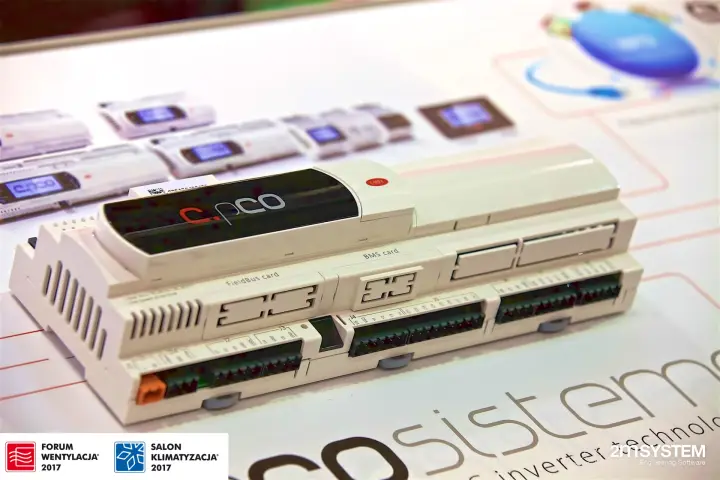Carel c.pCO programmable controller on a product display table at Forum Wentylacja 2017