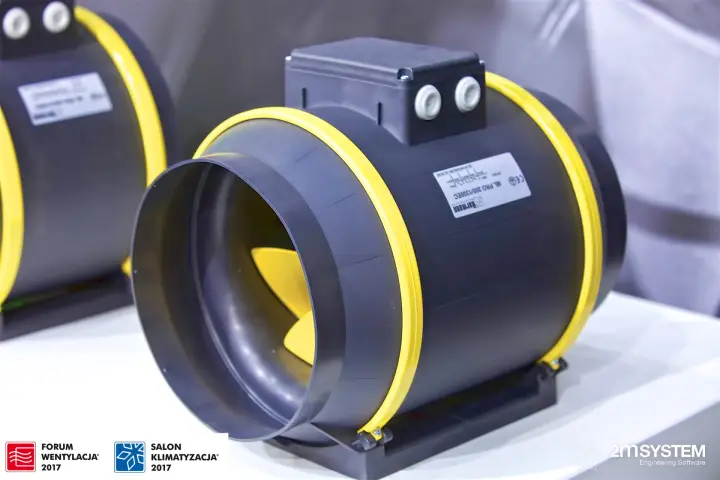 Close-up of a Harmann ML PRO inline duct fan at Forum Wentylacja 2017