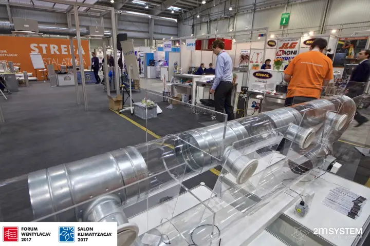 Close view of transparent duct sections at the B&L International display at Forum Wentylacja 2017