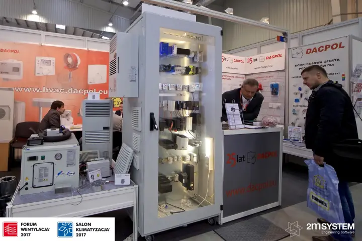 Dacpol control cabinet with illuminated DIN-rail components at Forum Wentylacja 2017