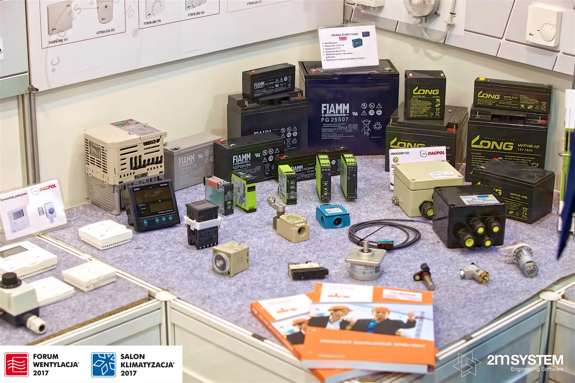 Dacpol table of controllers, relays, Ex enclosures and backup batteries at Forum Wentylacja 2017