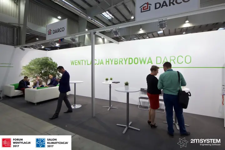 Darco stand 62 promoting hybrid ventilation with sofa lounge at Forum Wentylacja 2017