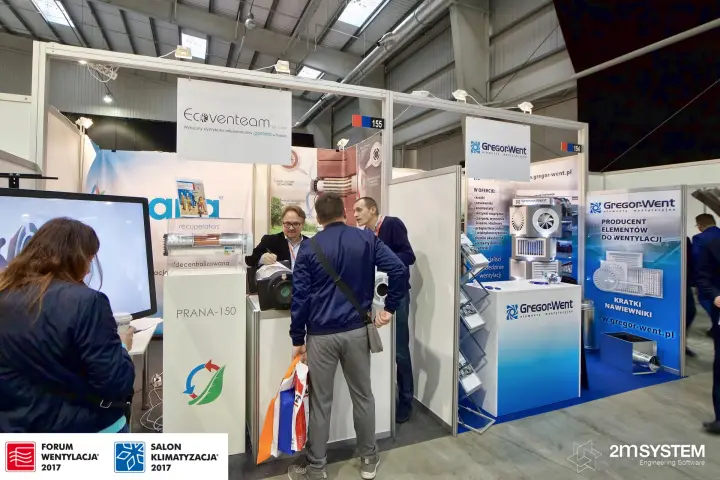 Ecoventeam stand with PRANA-150 decentralised recuperator display at Forum Wentylacja 2017