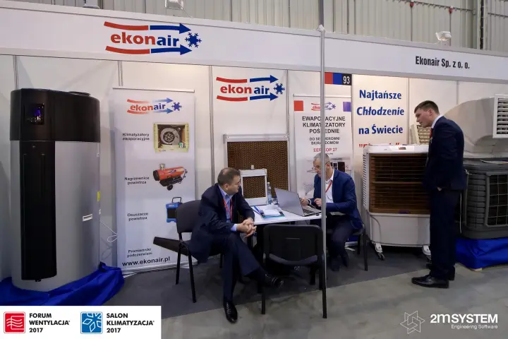Ekonair stand 93 with evaporative coolers and heat pump cylinder at Forum Wentylacja 2017