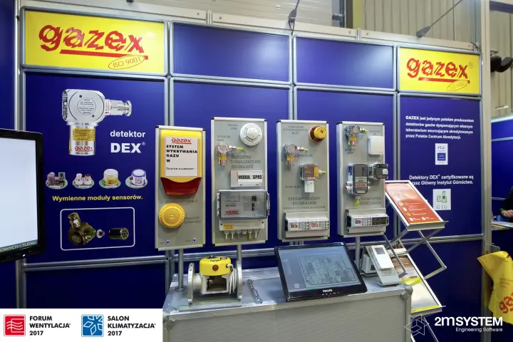 Gazex gas detection system boards with DEX detector graphics at Forum Wentylacja 2017