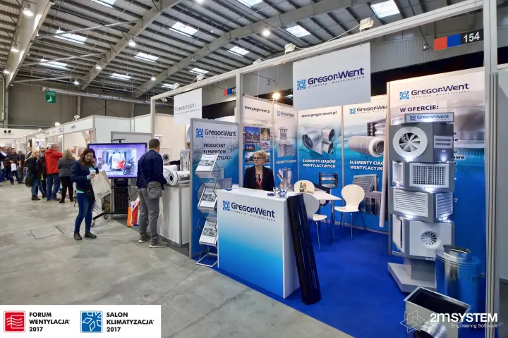 GregorWent stand 154 with tower of grilles and swirl diffusers at Forum Wentylacja 2017