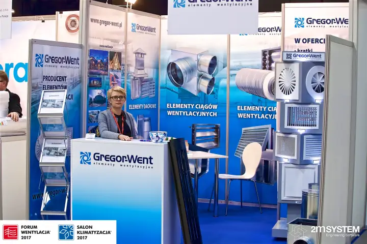 GregorWent stand with grilles, diffusers and roof elements at Forum Wentylacja 2017