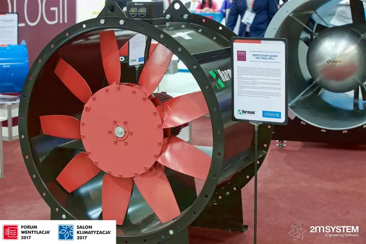 Harmann AXEL axial fan with red impeller at Arena Technologii at Forum Wentylacja 2017