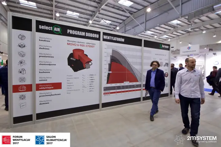 Harmann selectAIR fan selection wall with MOVO smoke exhaust fan at Forum Wentylacja 2017