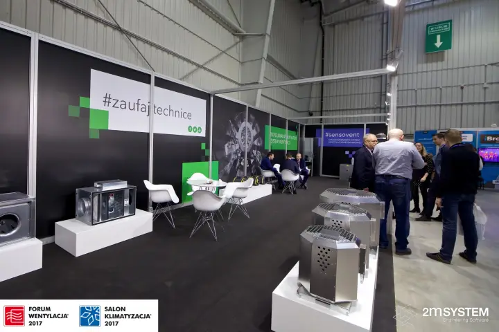 Harmann stand side wall with roof fans and #sensovent panel at Forum Wentylacja 2017