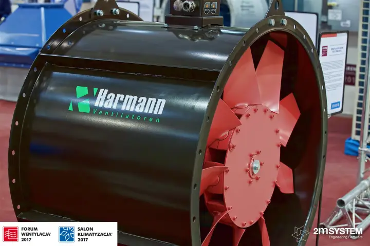 Harmann Ventilatoren axial fan casing with red impeller at Forum Wentylacja 2017