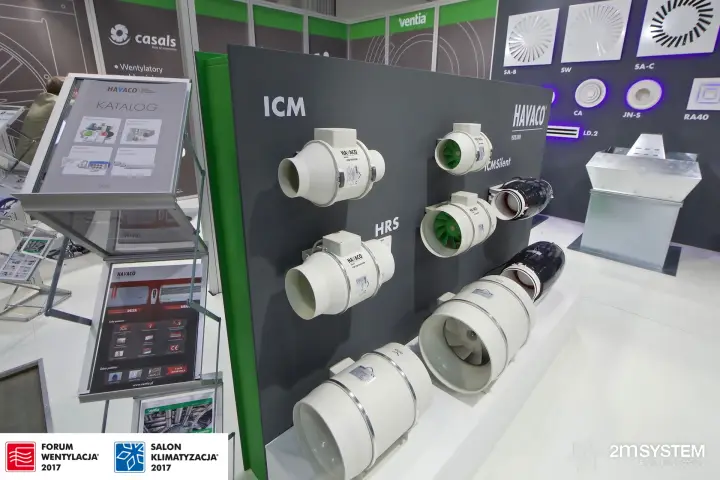 Havaco ICM, ICMSilent and HRS inline duct fans on display panel at Forum Wentylacja 2017