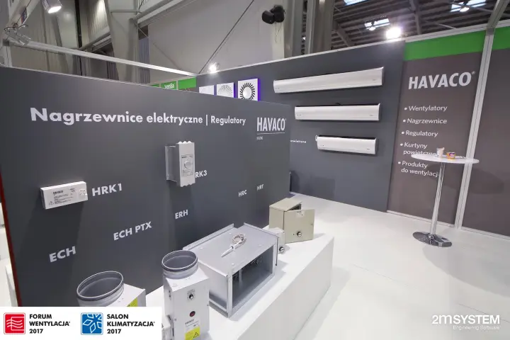Havaco wall of electric duct heaters and regulators with air curtains at Forum Wentylacja 2017