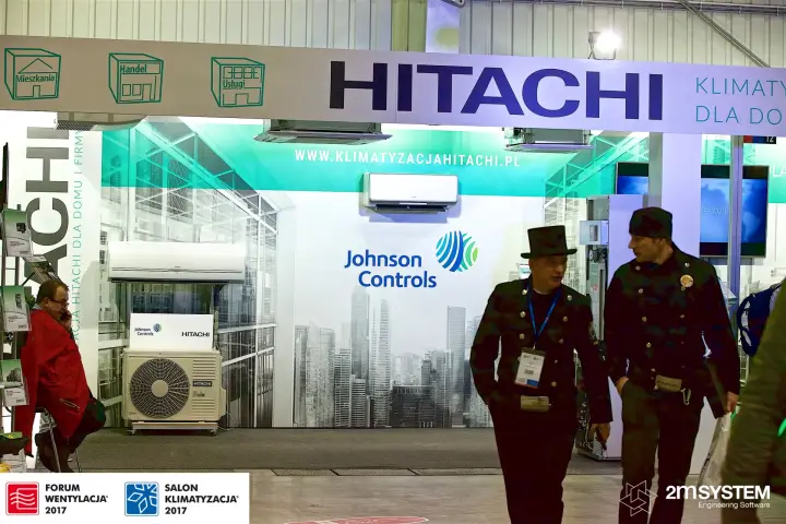Hitachi and Johnson Controls stand with split units on display at Forum Wentylacja 2017