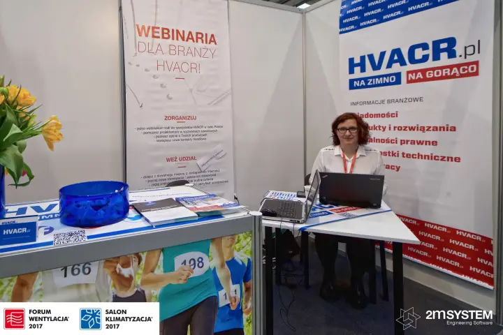 HVACR.pl industry portal stand promoting webinars for HVACR professionals