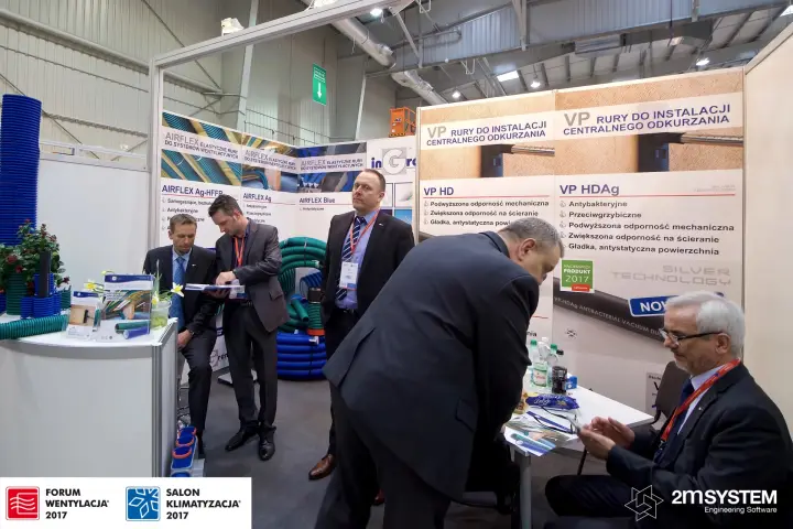 inGremio stand with AIRFLEX ducts and VP central vacuum pipes at Forum Wentylacja 2017