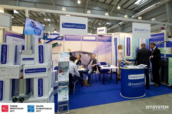 Inwest Produkt stand with boxed ventilation components at Forum Wentylacja 2017