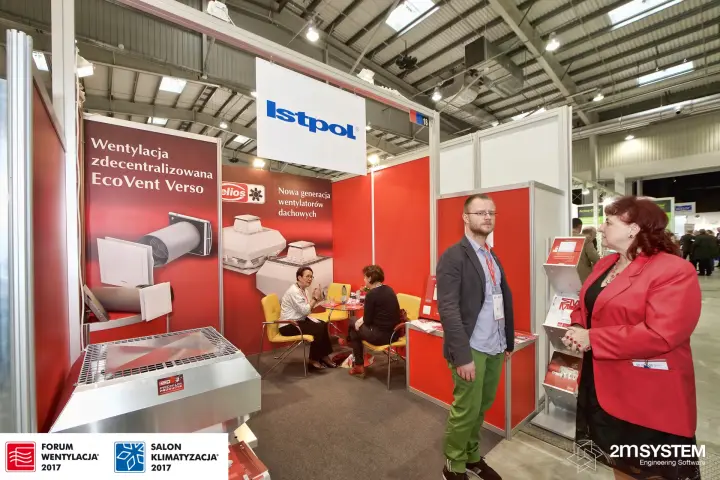 Istpol stand with Helios EcoVent Verso and roof fan graphics at Forum Wentylacja 2017