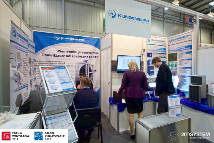 Klingenburg stand presenting industrial exchangers and CERTO humidifiers