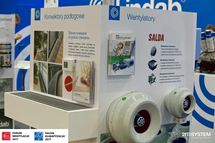 Lindab display cube for floor convectors and Salda fans at Forum Wentylacja 2017
