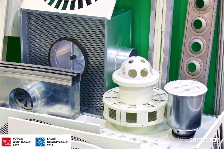 Linear slot diffuser, plenum box and nozzle diffusers on display