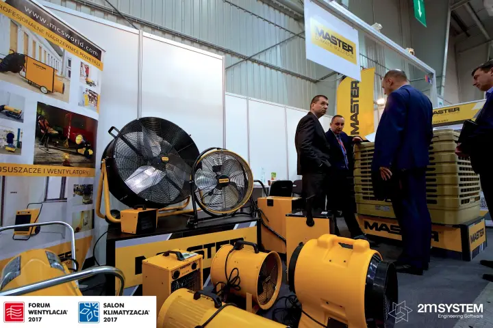 Master drum fans, heaters and blowers on a yellow display at Forum Wentylacja 2017