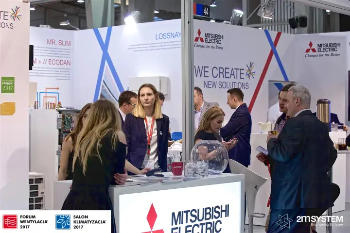Mitsubishi Electric stand 44 with Lossnay and Ecodan walls at Forum Wentylacja 2017
