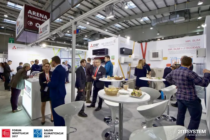 Mitsubishi Electric stand 44 with Mr. Slim and Ecodan displays