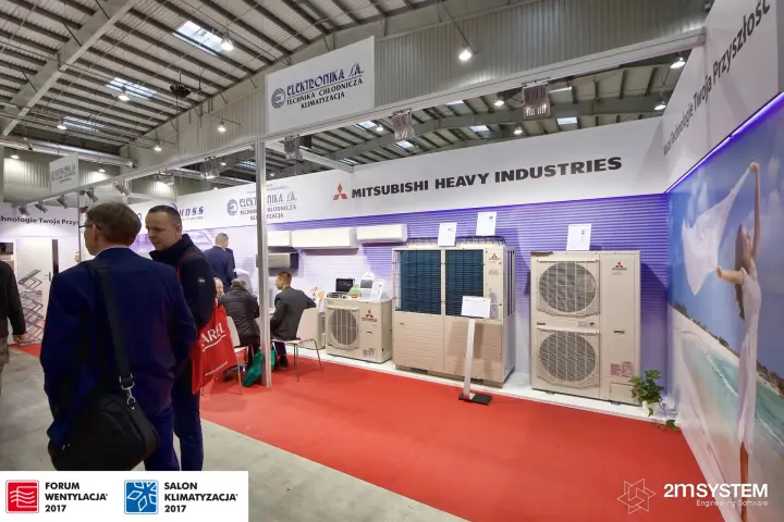 Mitsubishi Heavy Industries outdoor units along the Elektronika stand