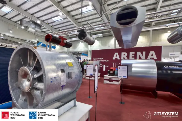 Novenco axial fan in front of the Arena Technology display at Forum Wentylacja 2017