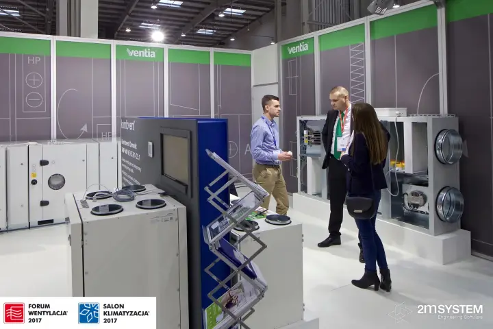Opened compact heat recovery units on the Ventia stand at Forum Wentylacja 2017