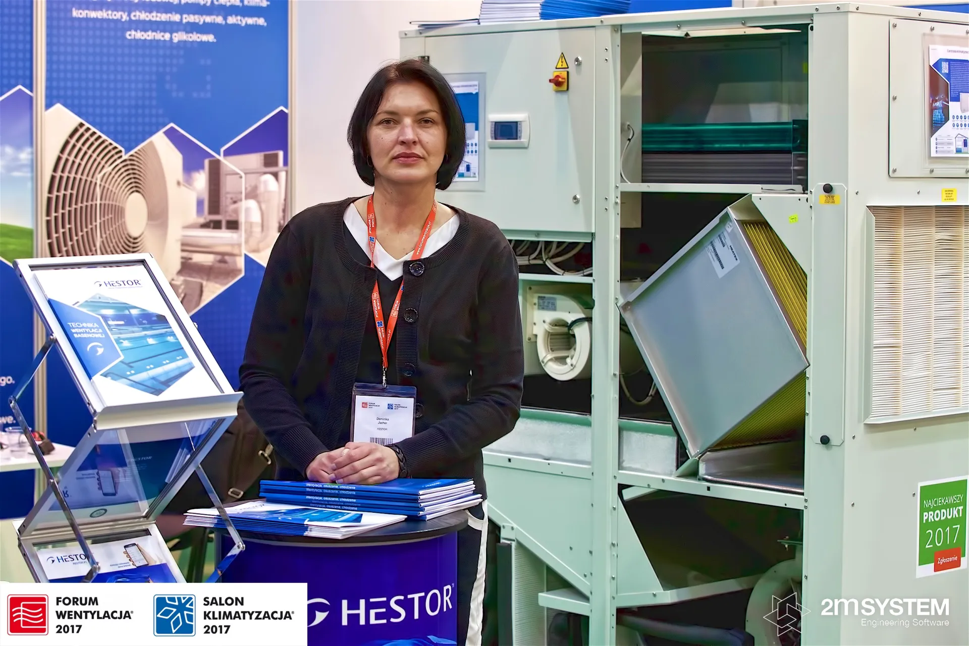 Opened Hestor ventilation unit showing its internal heat exchanger at Forum Wentylacja 2017