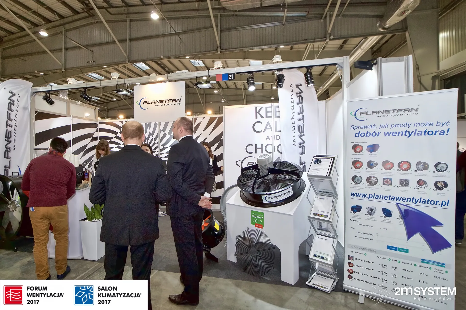 Planetfan stand with axial fans and fan selection roll-up at Forum Wentylacja 2017