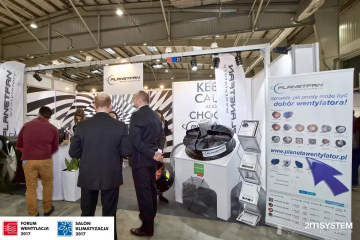 Planetfan stand with axial fans and fan selection roll-up at Forum Wentylacja 2017