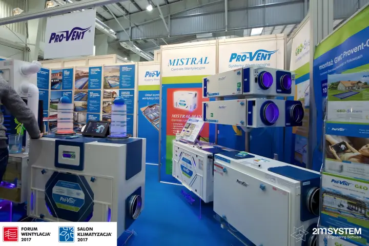 Pro-Vent Mistral heat recovery units on a blue stand