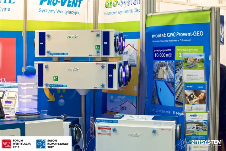 Pro-Vent Mistral Slim 300 and 400 units with GEO-System banners at Forum Wentylacja 2017