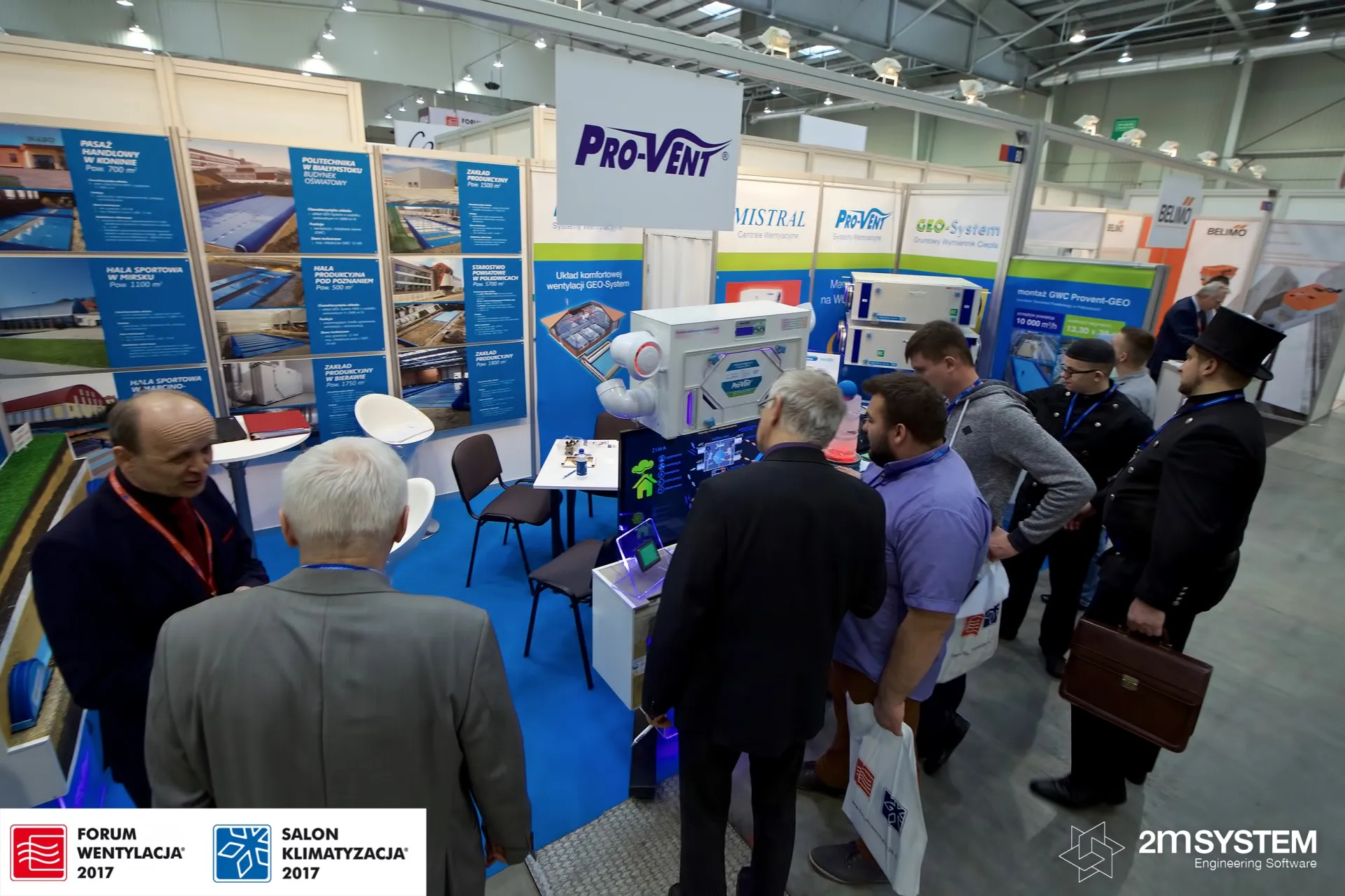 Pro-Vent stand from above with wall-mounted unit and visitors at Forum Wentylacja 2017