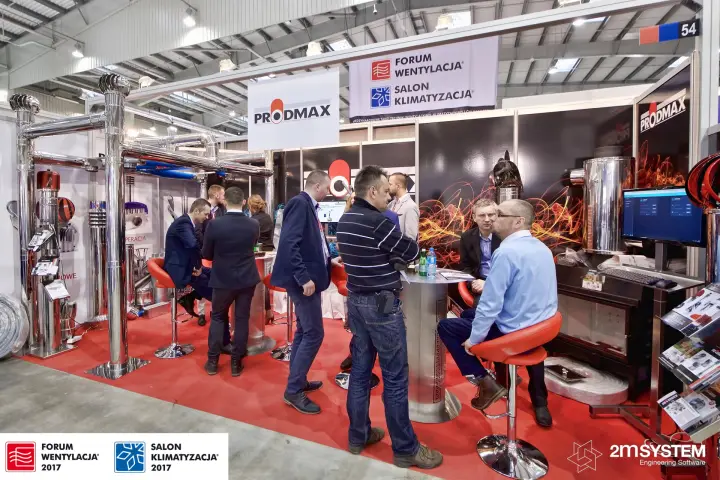 Prodmax chimney pipes, rotating cowls and fireplace insert on display at Forum Wentylacja 2017