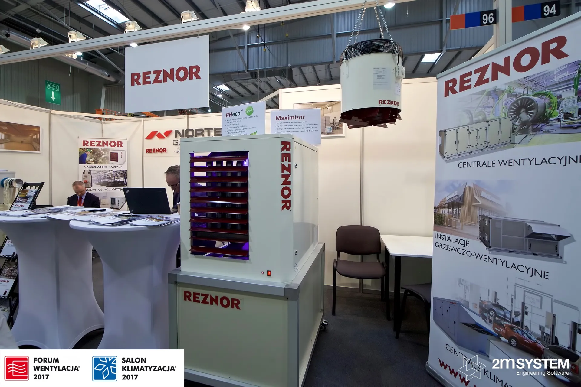 Reznor unit heater on display with a suspended Reznor fan unit at Forum Wentylacja 2017
