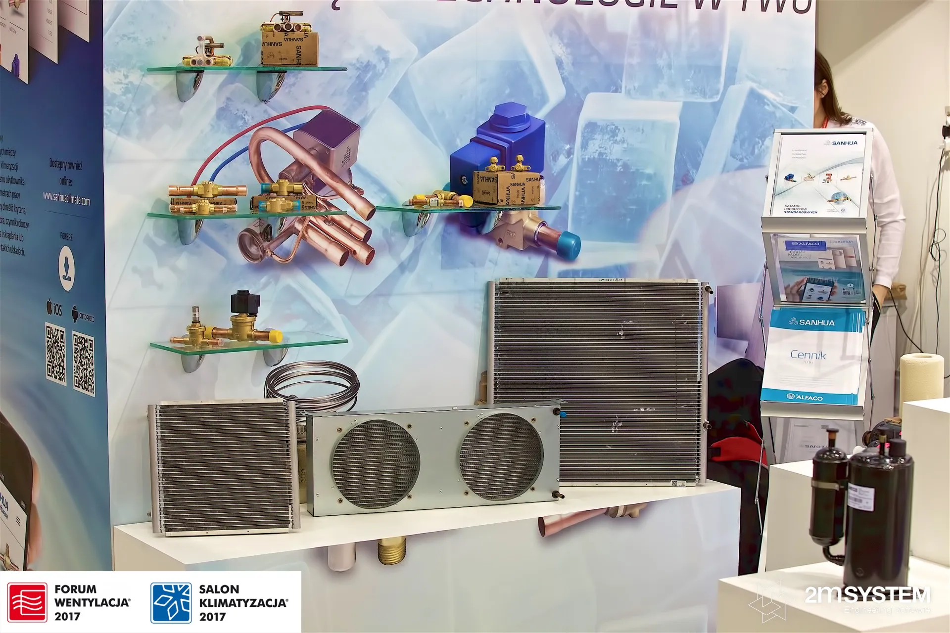 Sanhua valves, reversing valves and condenser coils on the Alfaco stand at Forum Wentylacja 2017