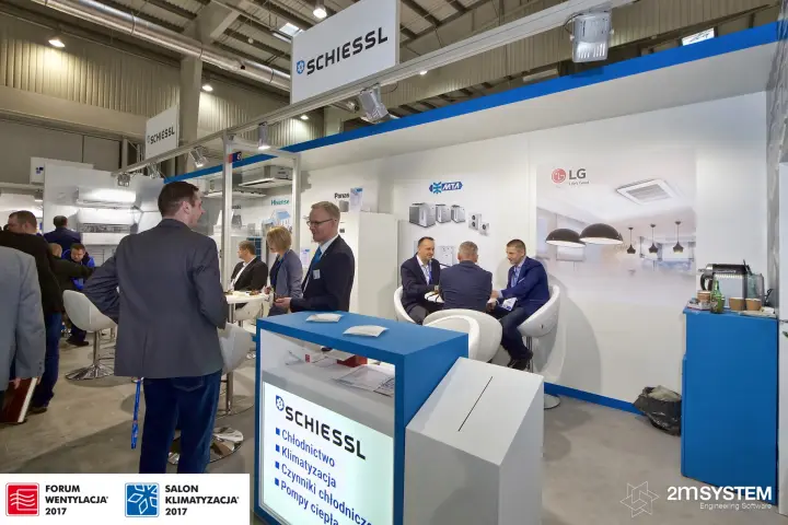 Schiessl stand with LG and MTA graphics and meeting area at Forum Wentylacja 2017